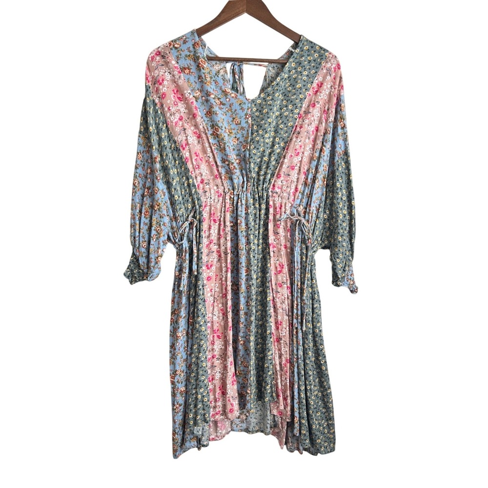 Gigio PlusWomen Midi Dress XL Patchwork Floral Babydoll Boho Prairie Cottagecore